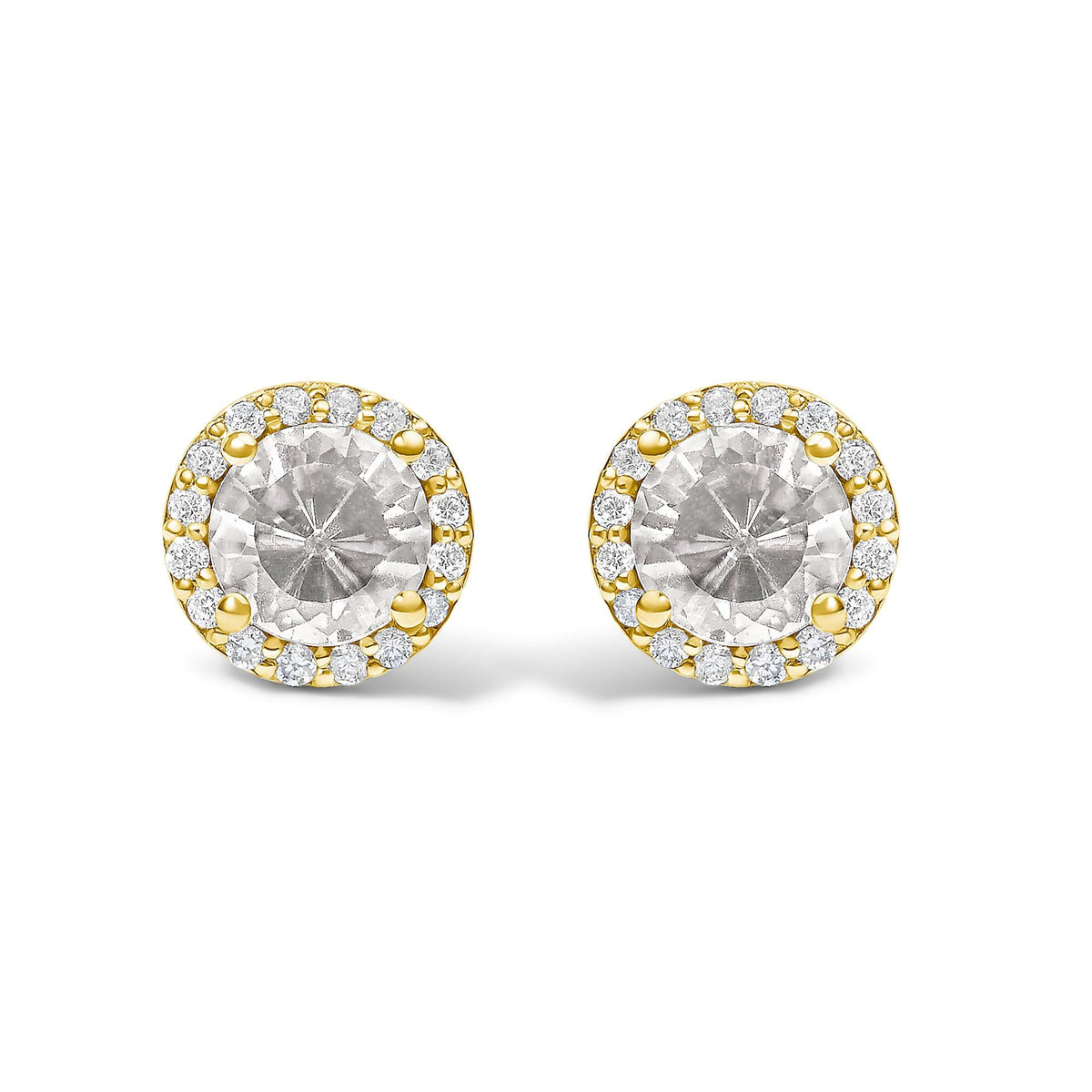 10K Gold Gemstone and 3/8 Cttw Diamond Halo Jewelry Set (Earrings, Pendant & Ring)