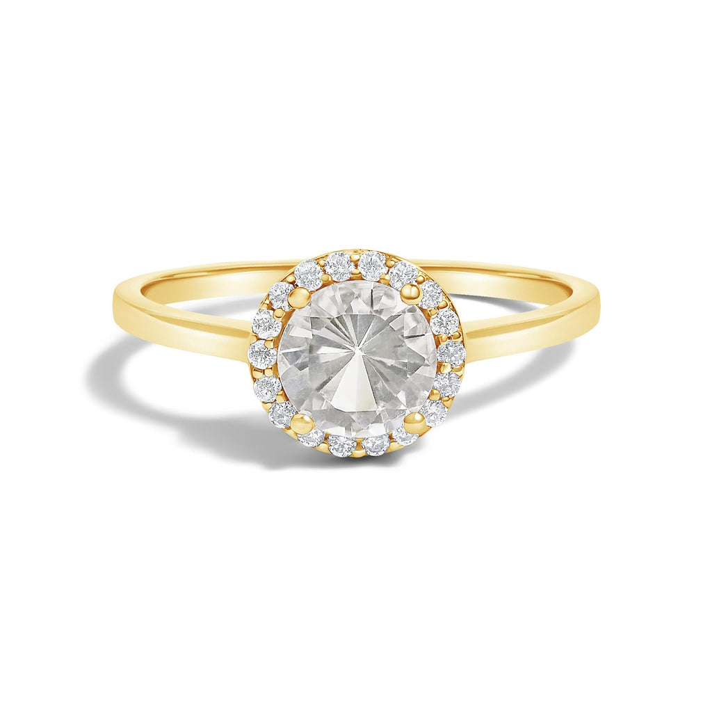 10K Gold Gemstone and 3/8 Cttw Diamond Halo Jewelry Set (Earrings, Pendant & Ring)