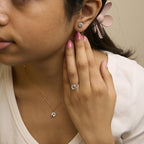 10K Gold Gemstone and 3/8 Cttw Diamond Halo Jewelry Set (Earrings, Pendant & Ring)