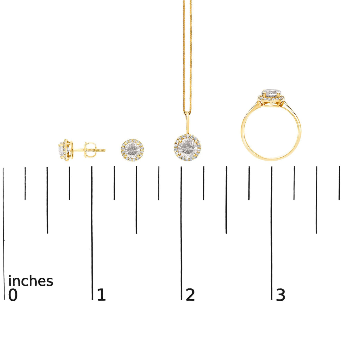 10K Gold Gemstone and 3/8 Cttw Diamond Halo Jewelry Set (Earrings, Pendant & Ring)