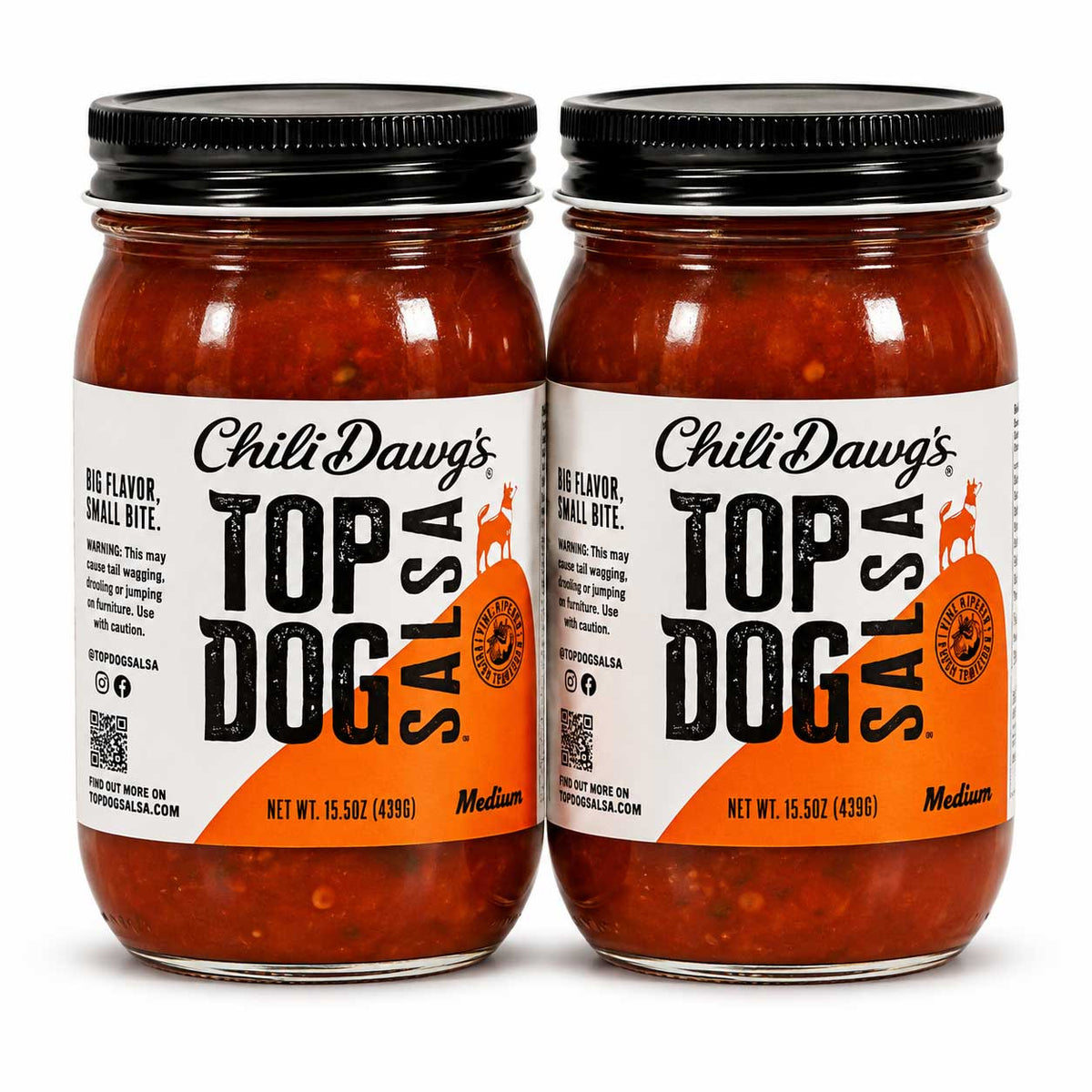 Top Dog Medium Salsa | Pack of 2 | 15.5 oz | Chili Dawg's Foods of Fire