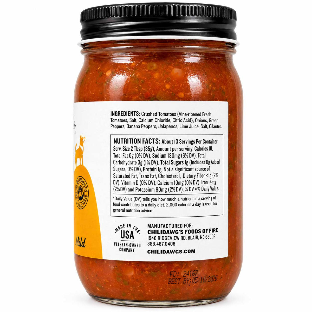 Top Dog Mild Salsa | 15.5 oz | Chili Dawg's Foods of Fire