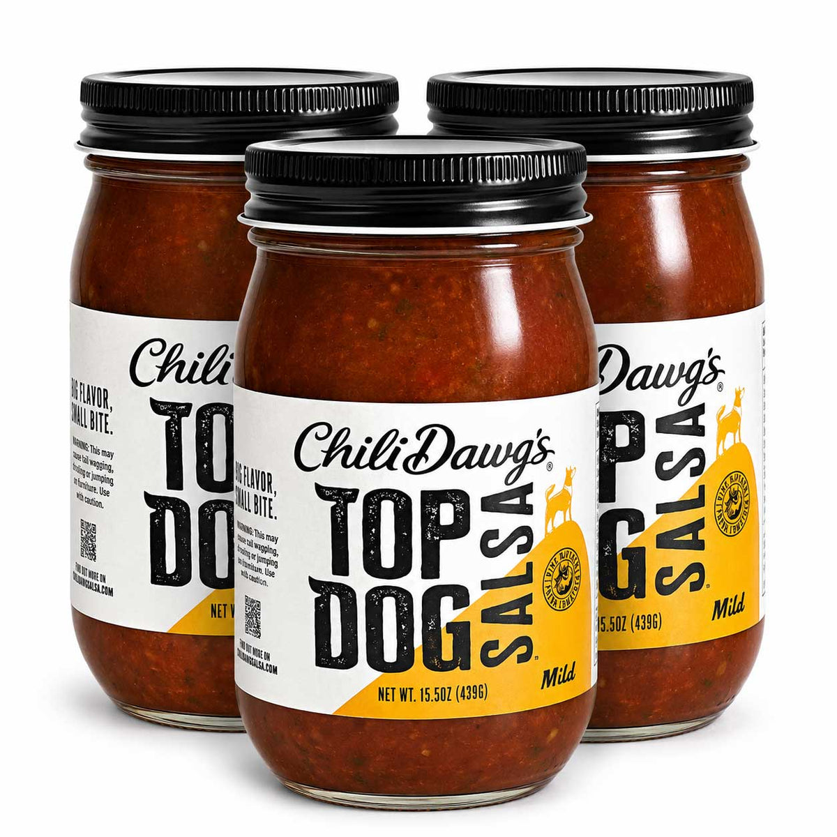 Top Dog Mild Salsa | Pack of 3 | 15.5 oz | Chili Dawg's Foods of Fire