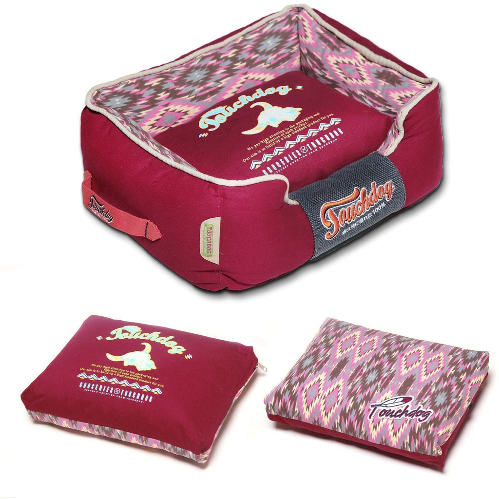 Touchdog ® '70's Vintage-Tribal' Rectangular-Boxed Designer Dog Bed