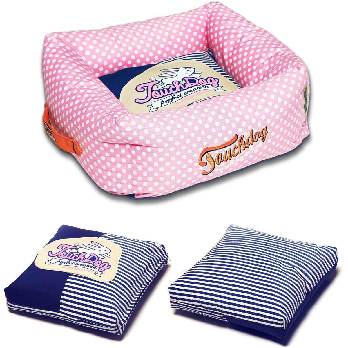 Touchdog ® 'Polka-Striped' Designer Premium Squared Dog Bed
