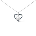 Blue diamond heart and snowflake pendant in sterling silver 1/10 cttw bijoux-nyc direct