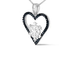 Blue diamond heart and snowflake pendant in sterling silver 1/10 cttw bijoux-nyc direct