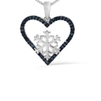 Blue diamond heart and snowflake pendant in sterling silver 1/10 cttw bijoux-nyc direct