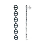 Treated blue diamond interlinked circle drop earrings in sterling silver 1 cttw bijoux-nyc direct