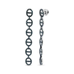 Treated blue diamond interlinked circle drop earrings in sterling silver 1 cttw bijoux-nyc direct
