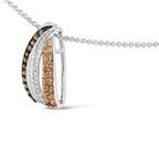 Tri-tone sterling silver 1/2 cttw white and brown diamond pendant necklace bijoux-nyc direct