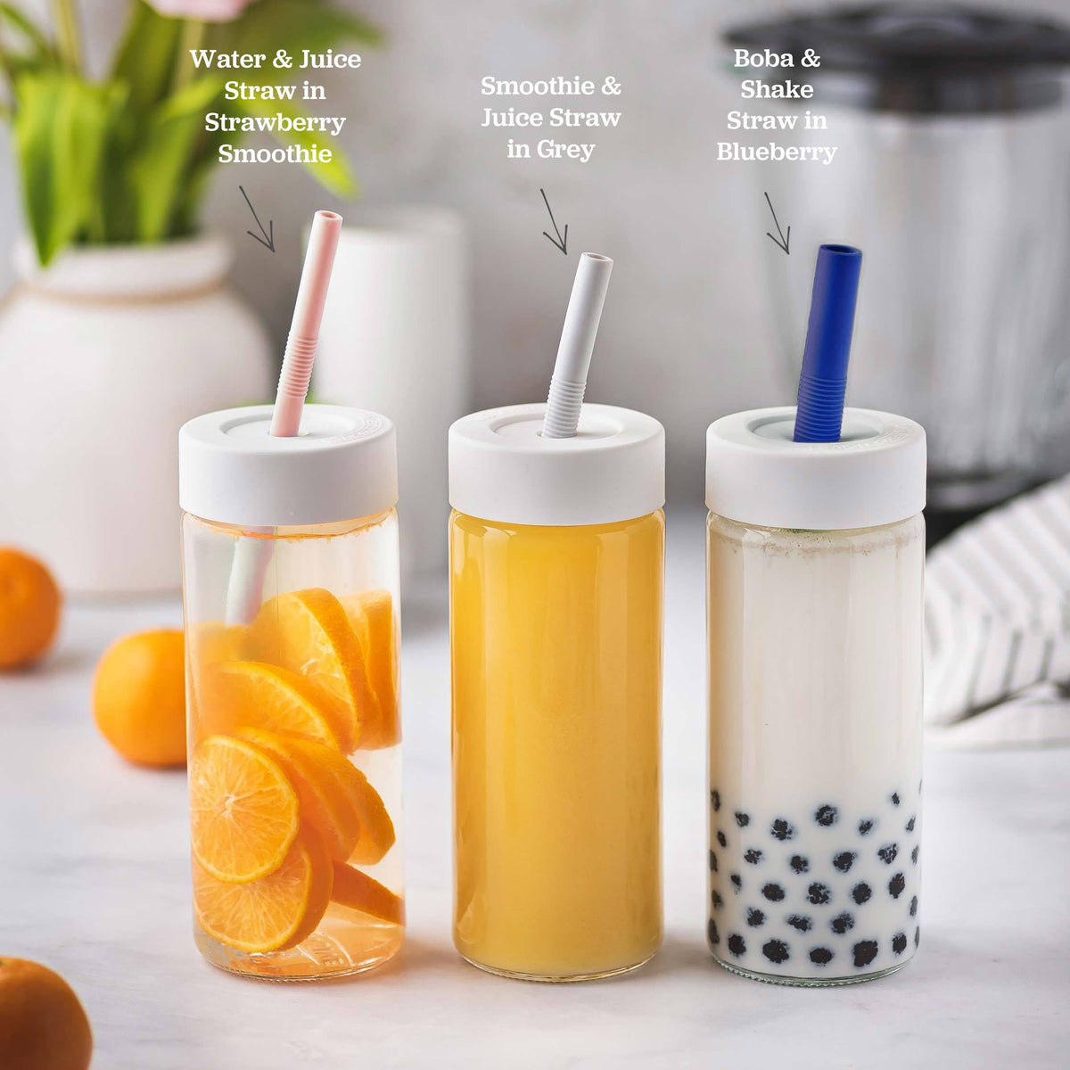 Juice & Smoothie Silicone Straw Set