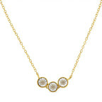 Two-tone sterling silver 1/4 cttw champagne diamond 3 stone necklace bijoux-nyc direct