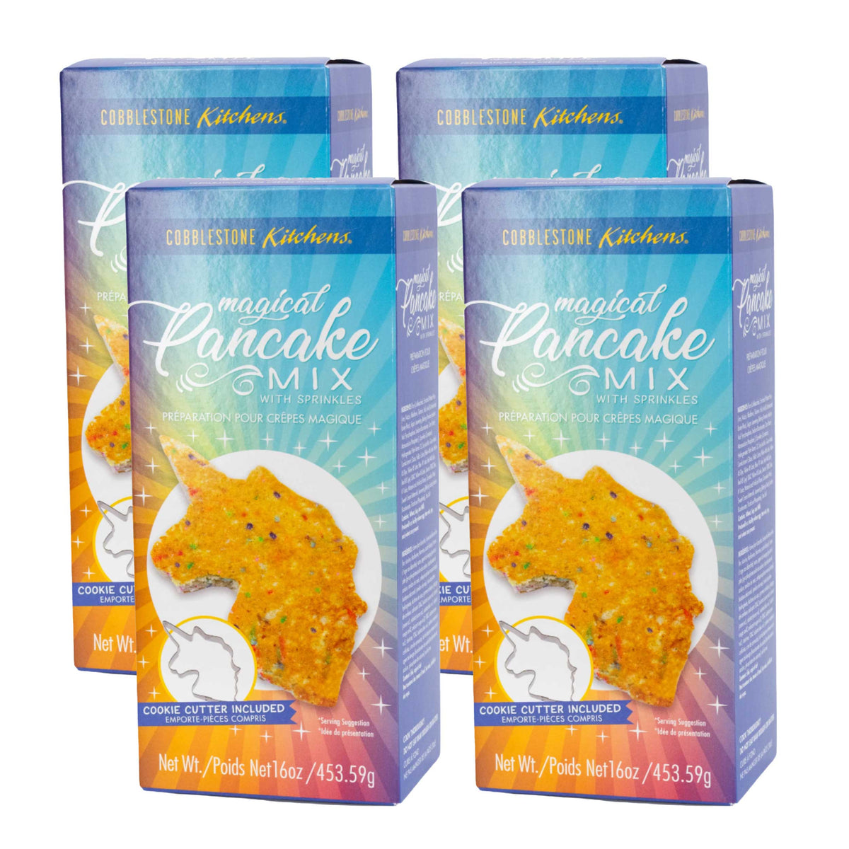 Unicorn Pancake Mix & Unicorn Cookie Cutter | Pack of 4 | 16 oz | Cobblestone Kitchen | CK608