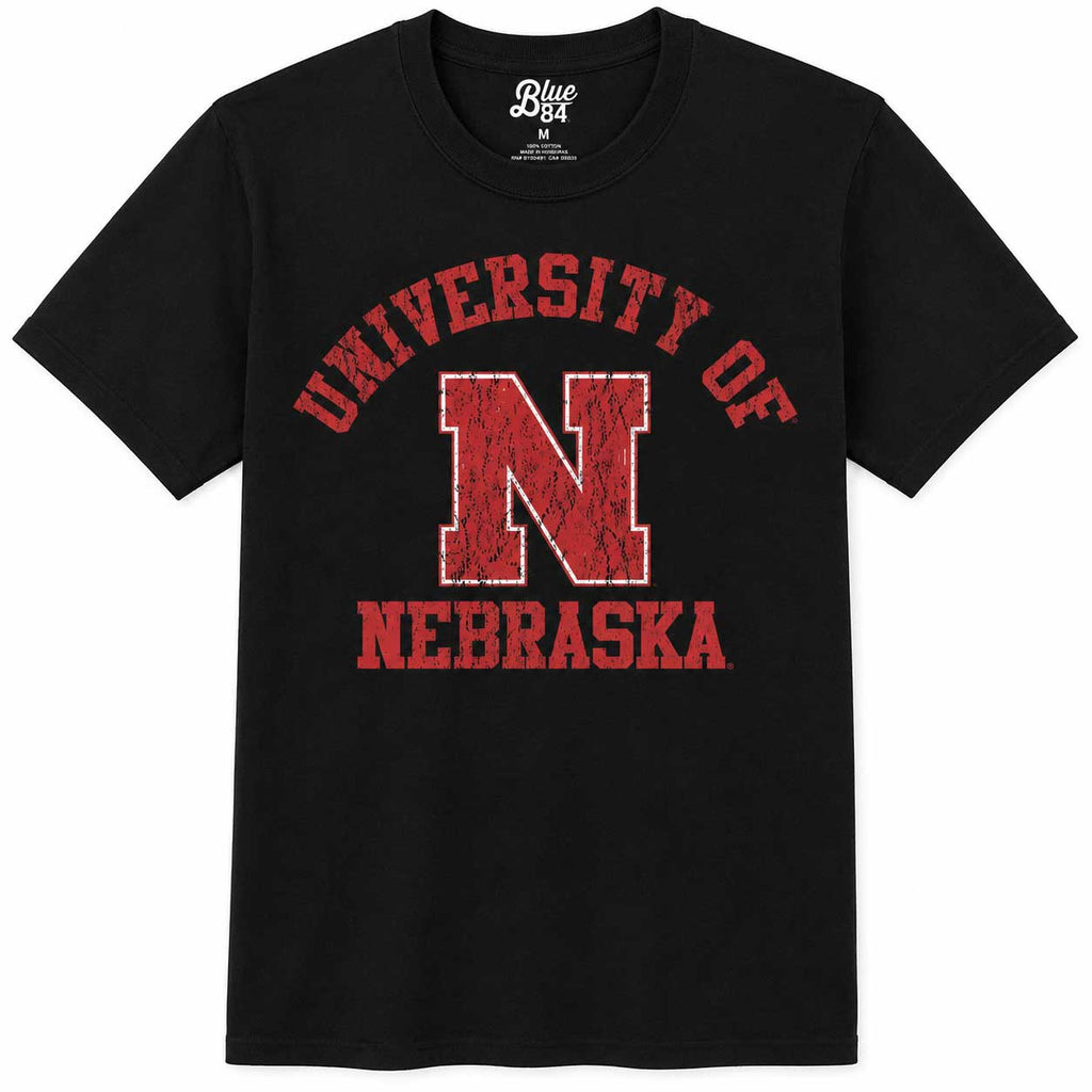 Youth University of Nebraska Black T-Shirt | Multiple Sizes | Blue 84