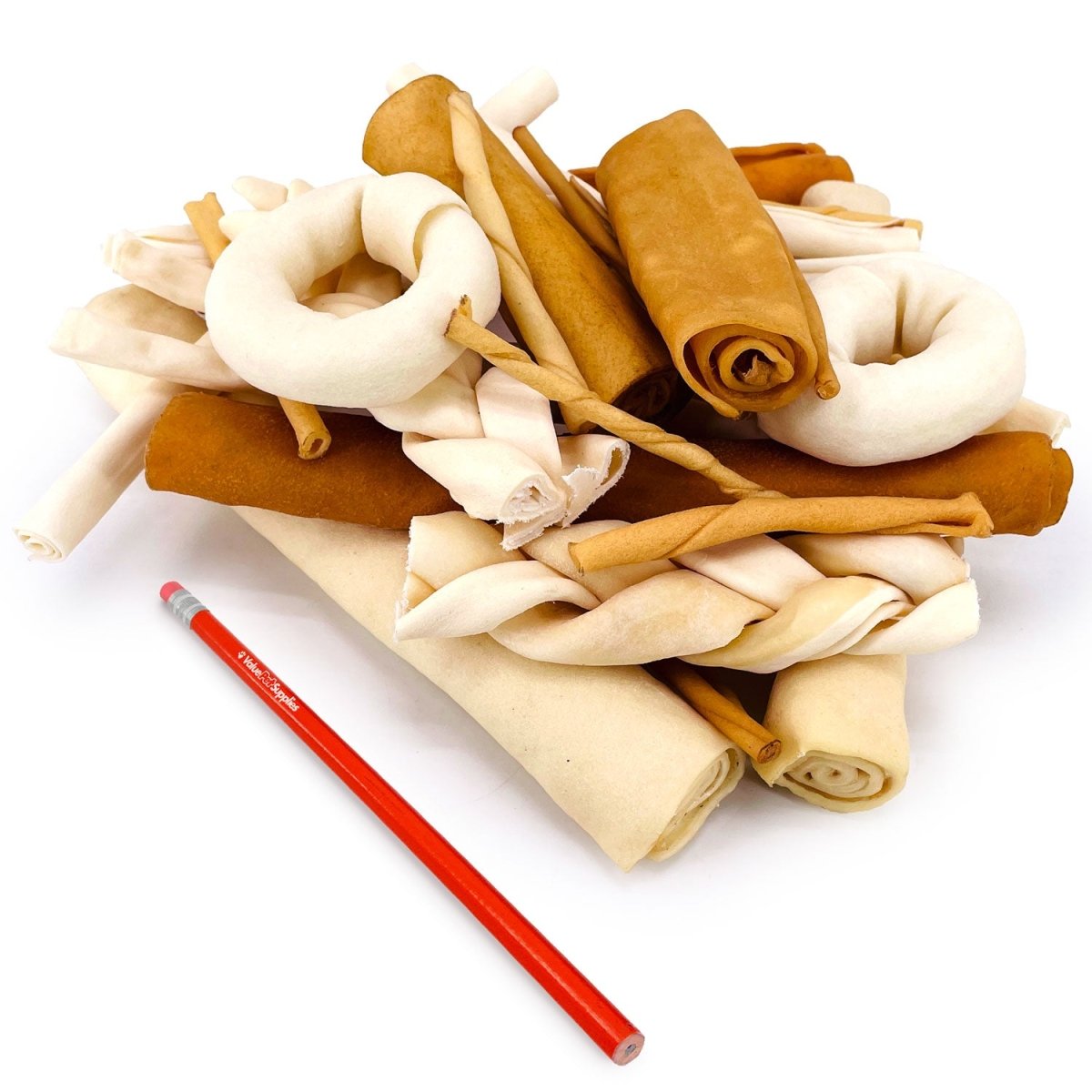 ValueBull USA Beef Rawhide, Varied Mix of Fun Shapes for Dogs, 1 Pound