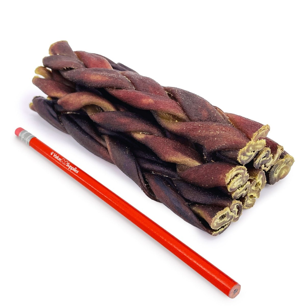 ValueBull USA Beef Collagen Braid for Large Dogs, Medium 6 Inch 10 Count