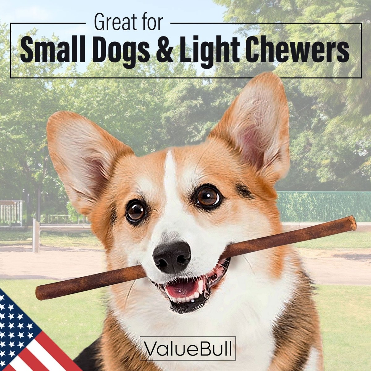 ValueBull USA Beef Collagen Sticks for Dogs, 12 Inch Thin Chews, 25 Count