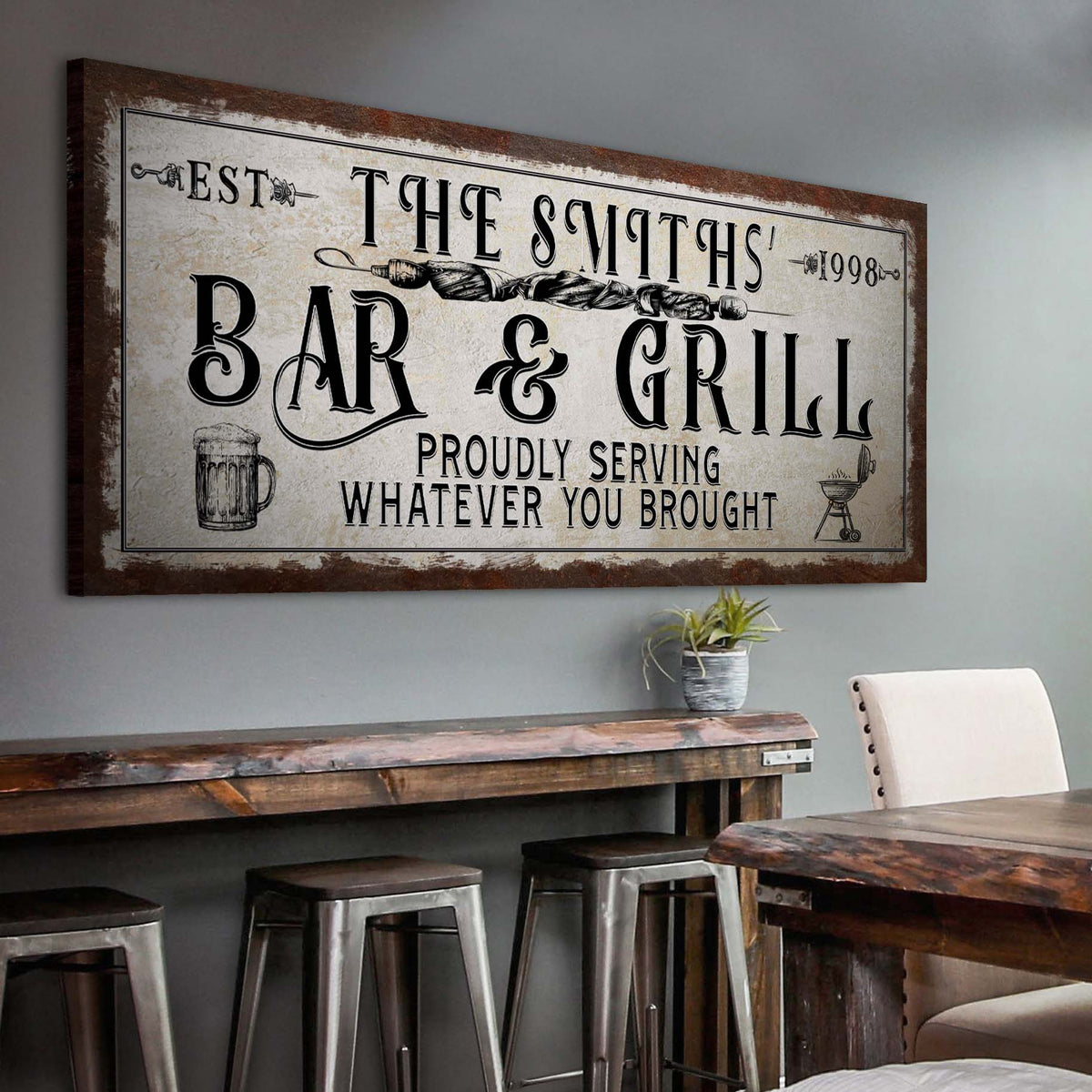 Personalized Bar and Grill Sign