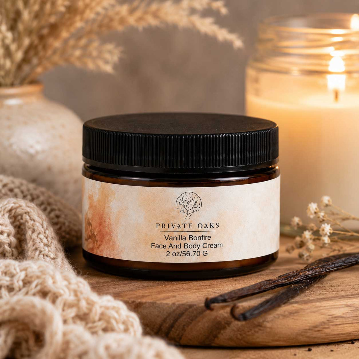 Vanilla Bonfire Face & Body Cream | 2 oz | Multiple Skin Types | Private Oaks Soap Co.