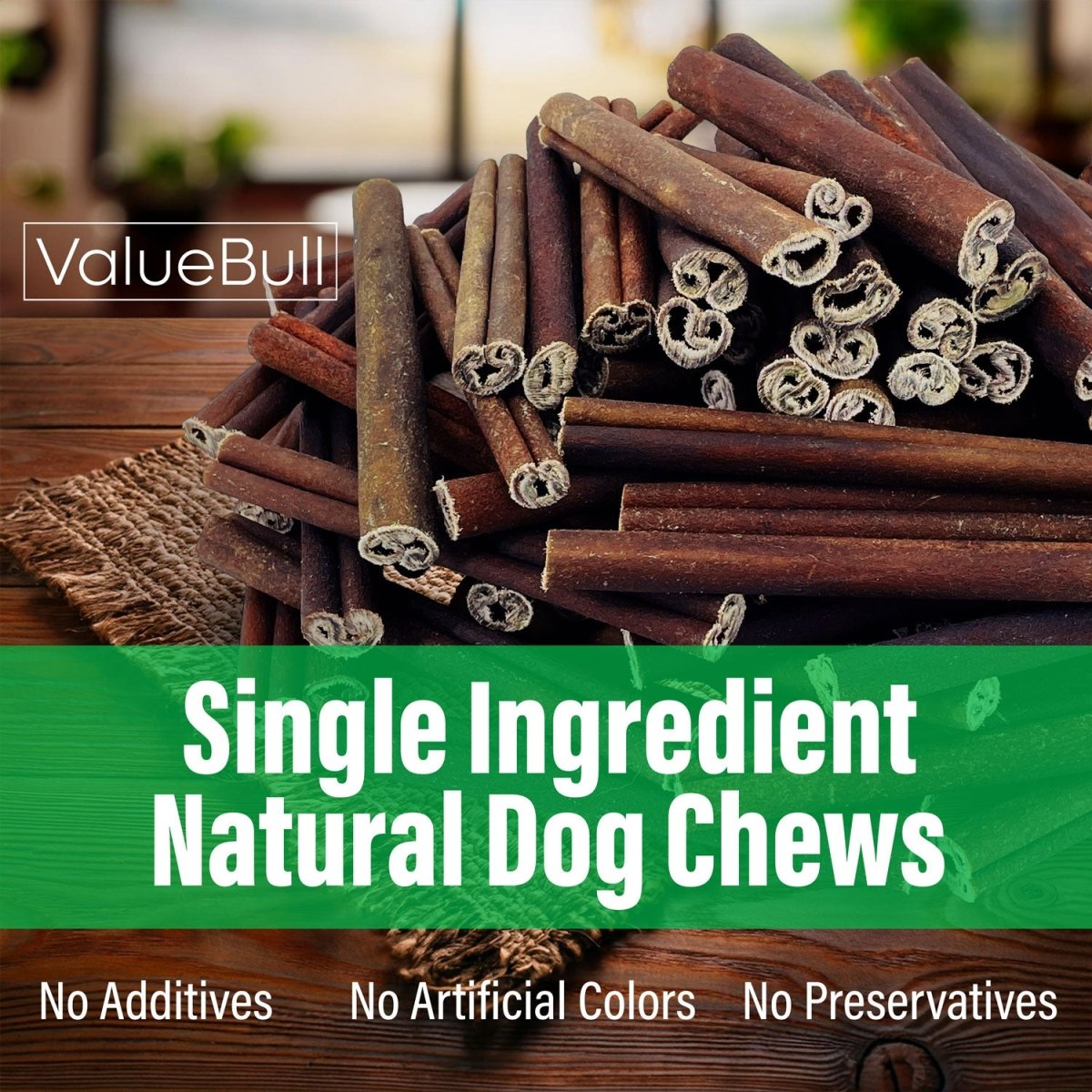 ValueBull Beef Collagen Sticks for Large Dogs, 6 Inch Jumbo Chew, 50 Count