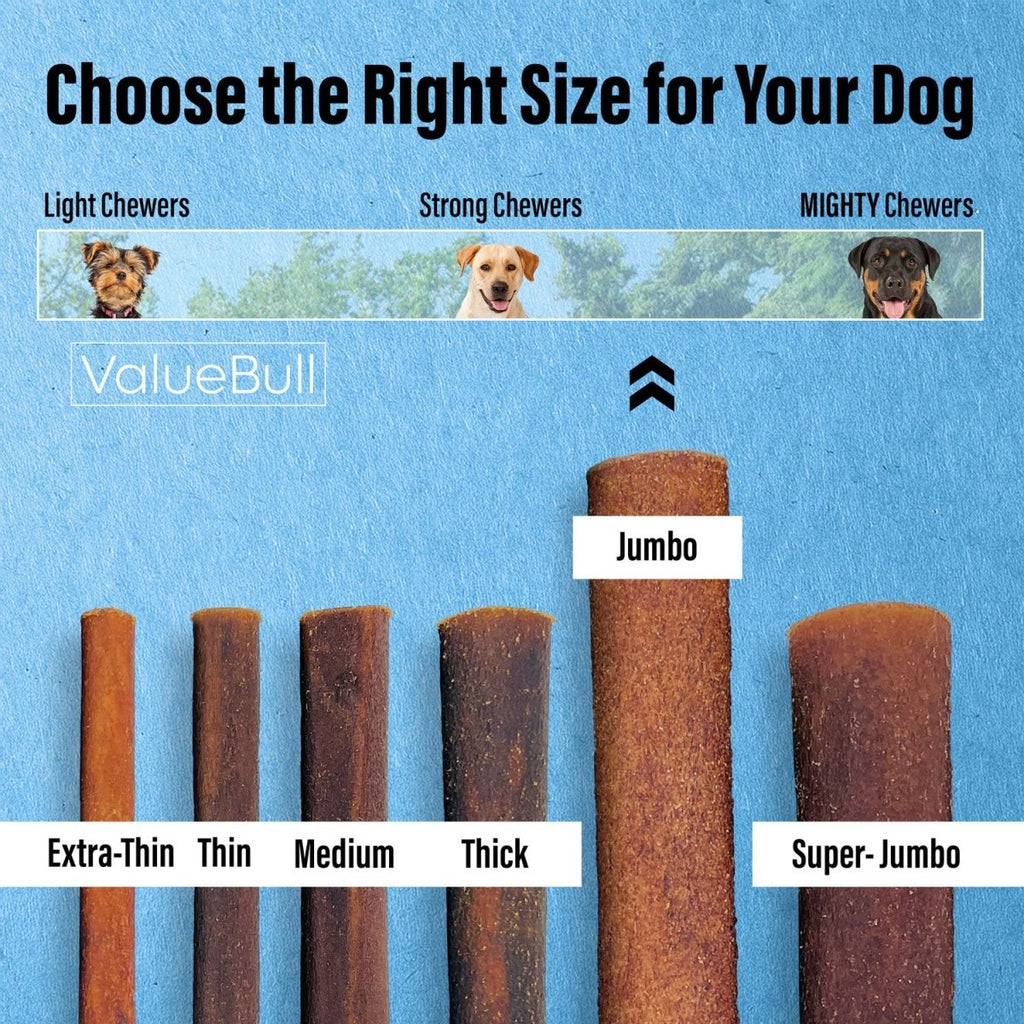 ValueBull Beef Collagen Sticks for Large Dogs, 6 Inch Jumbo Chew, 50 Count