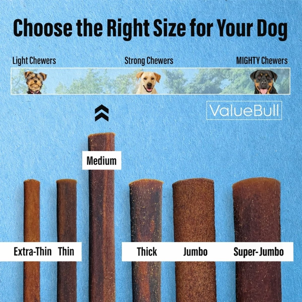 ValueBull Buffalo Collagen Sticks for Dogs, 6 Inch Medium Chews, 25 Count