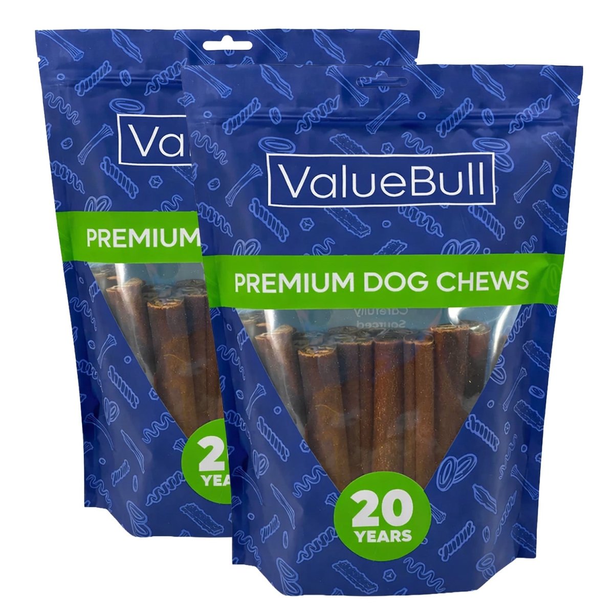 ValueBull Buffalo Collagen Sticks for Dogs, 6 Inch Thick Chews, 50 Count