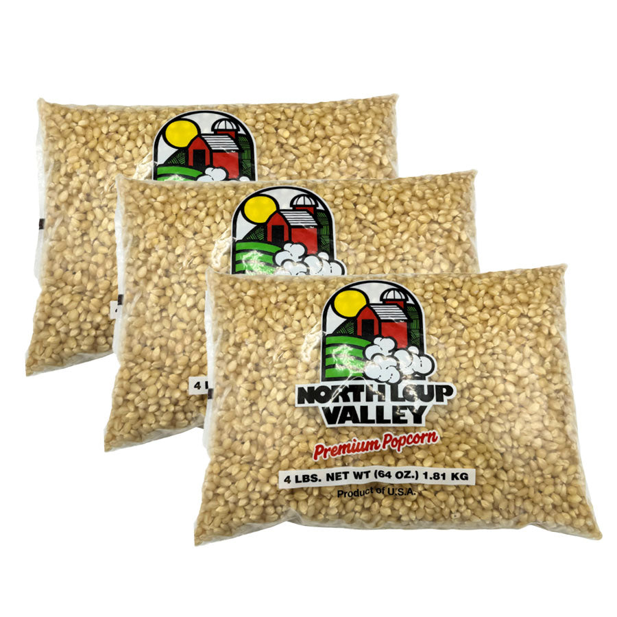 White Un-Popped Popcorn Kernels | 4 lb | Pack of 3 | Non-GMO | Popcorn County USA | North Loup Valley