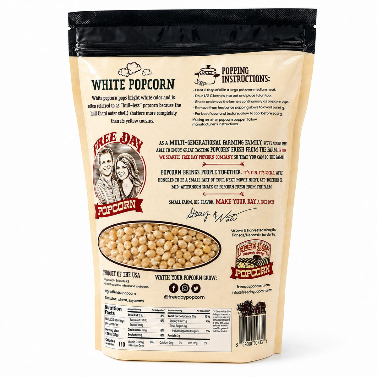 White Butterfly Un-Popped Popcorn Bundle | 1 lb & 3 lb | Non-GMO | Free Day Popcorn