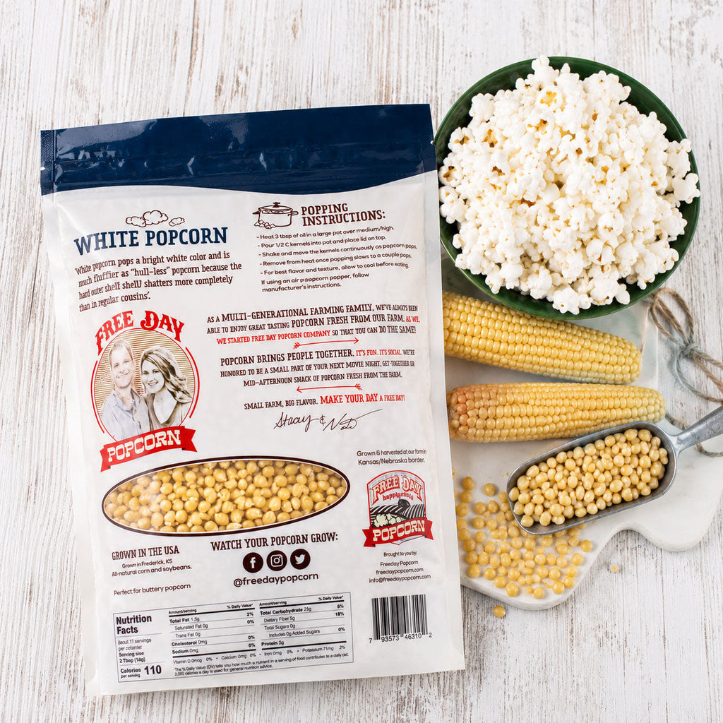 White Butterfly Un-Popped Popcorn | 3 lb | Non-GMO | Free Day Popcorn