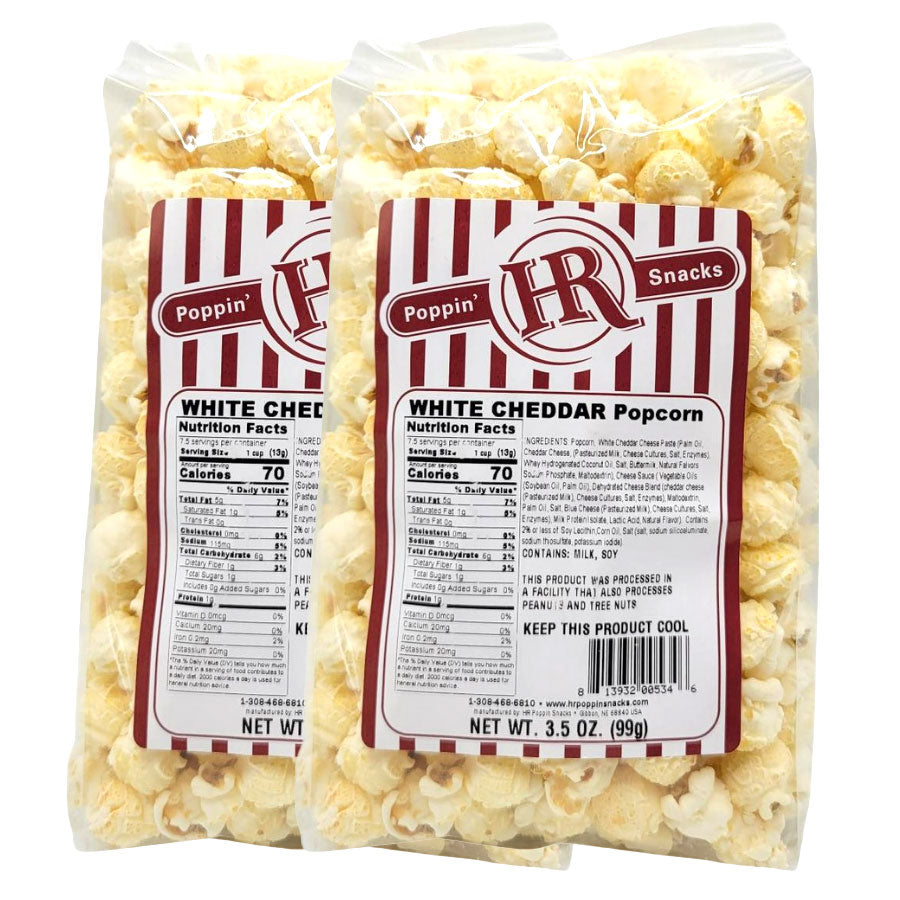 White Cheddar Popcorn | Pack of 2 | 3.5 oz | HR Poppin' Snacks