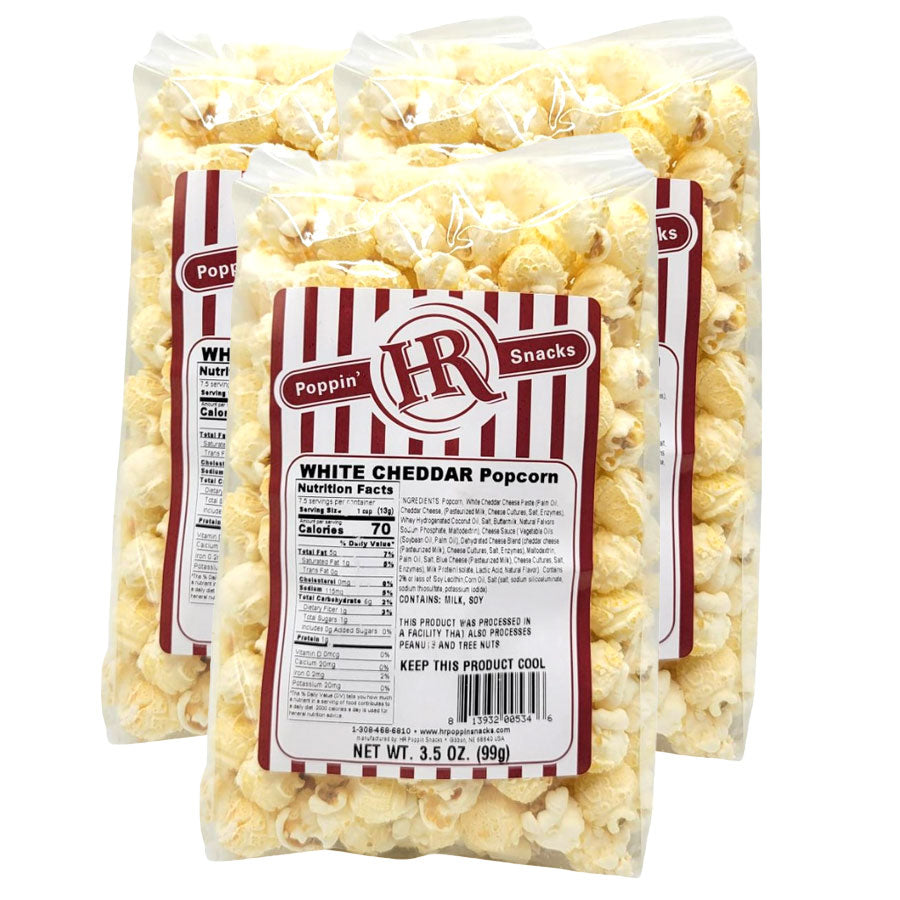 White Cheddar Popcorn | Pack of 3 | 3.5 oz | HR Poppin' Snacks