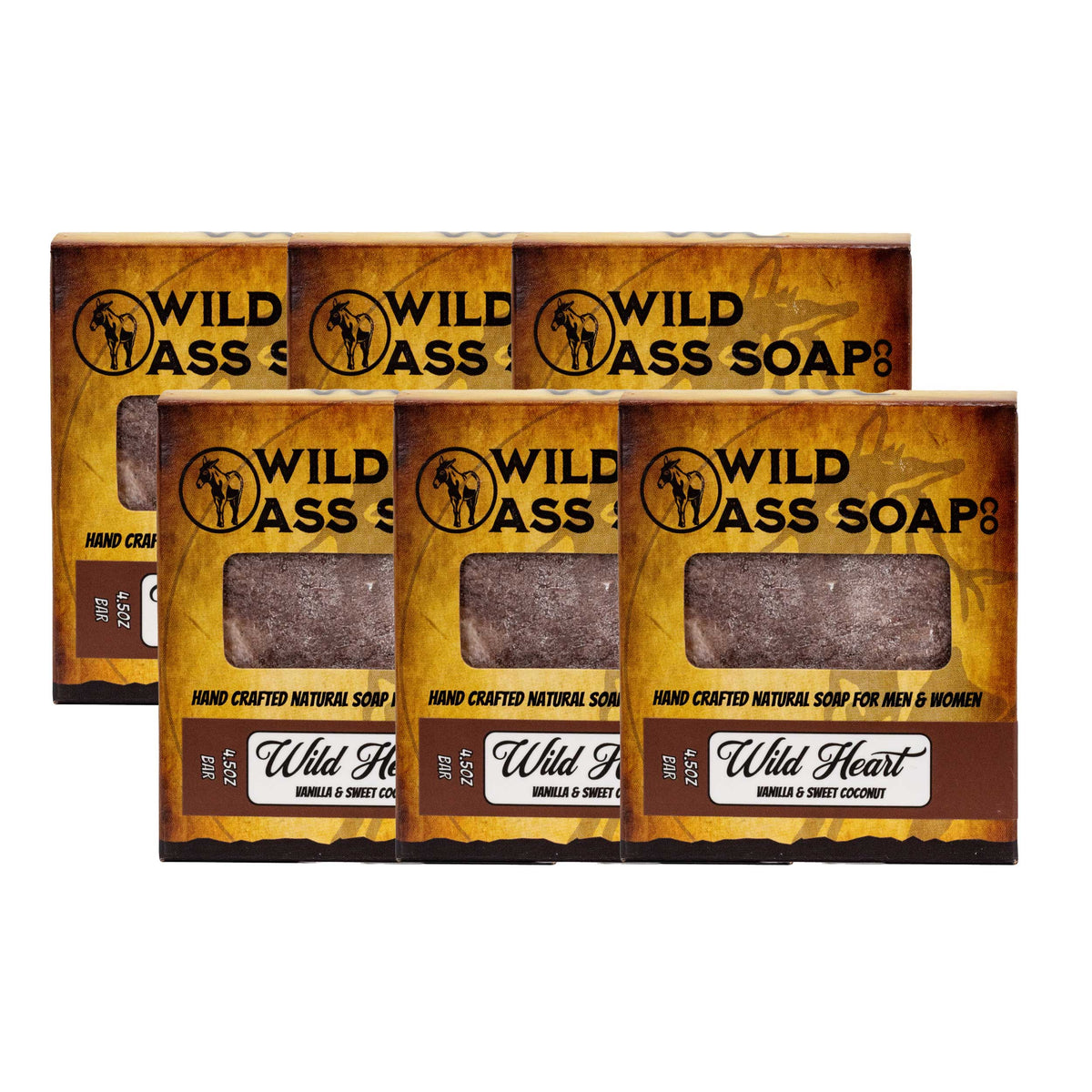 Tallow Bar Soap | Wild Heart Scent | Pack of 6 | 4.5 oz | Palm Oil & Paraben Free | Wild Ass Soap Co