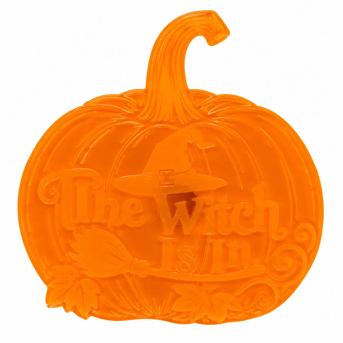 The Witch Is In Pumpkin Magnetic Plaque | 5" x 5" | Multiple Color Options | Glowing Creation