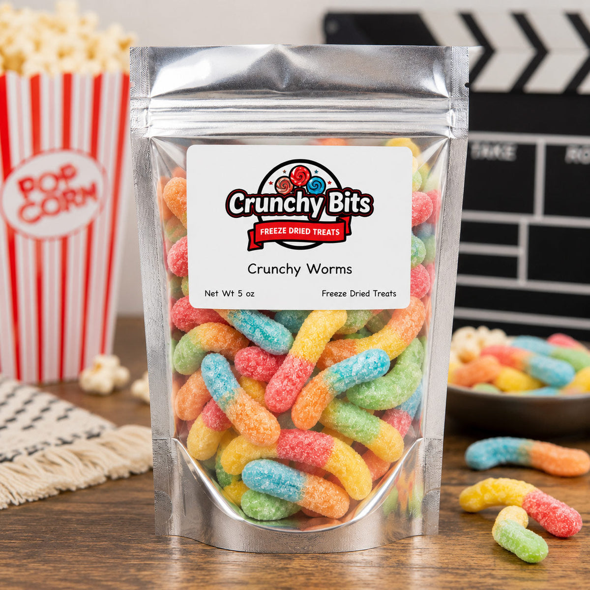 Crunchy Worms Freeze-Dried Candy | 1 oz | Crunchy Bits Candy