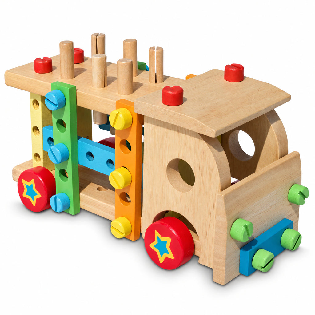 Set of Wooden Truck with Building Tools