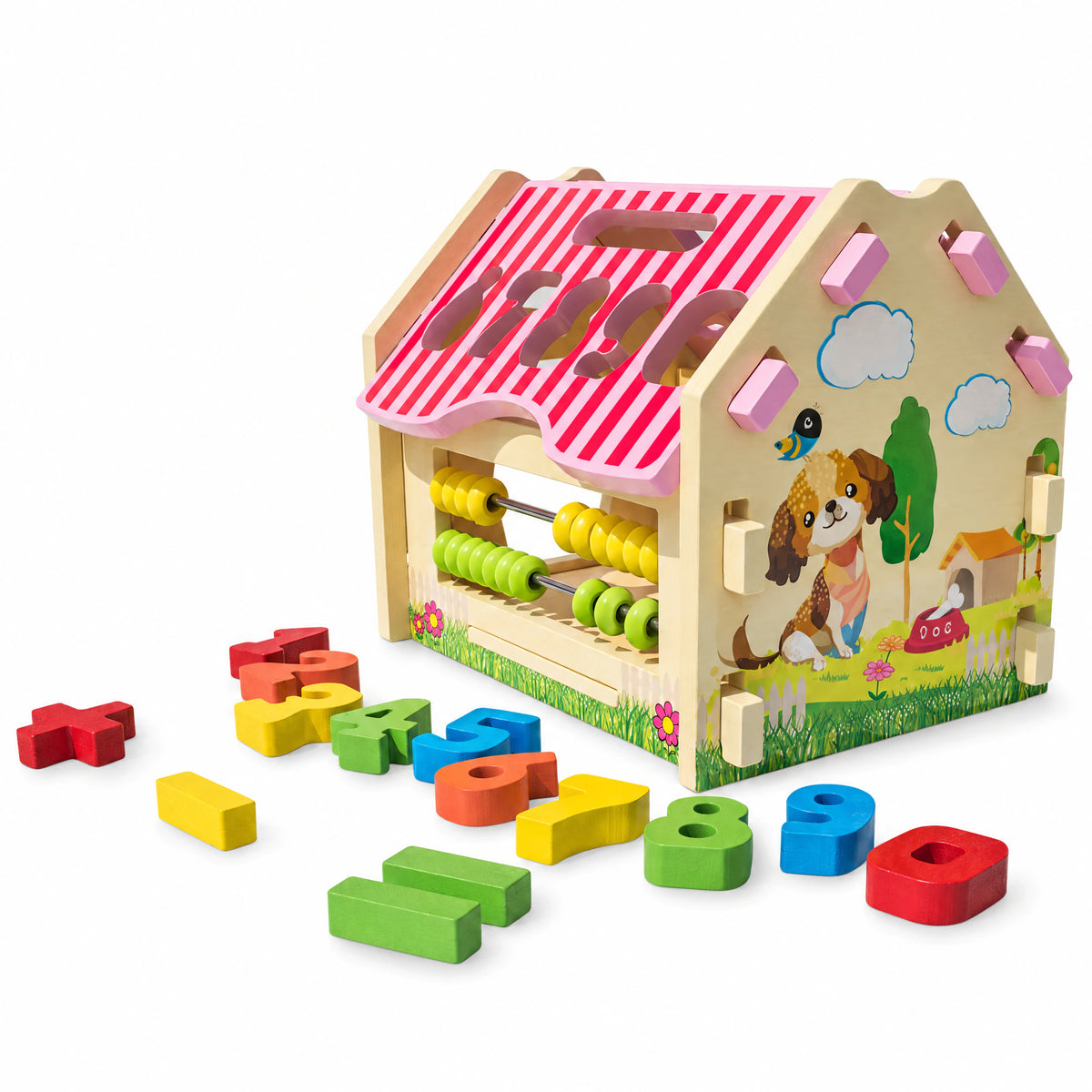 Wooden Counting House with Numbers & Abacus