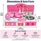 Wooden Pink Toy Kitchen Play Set 22 Inches