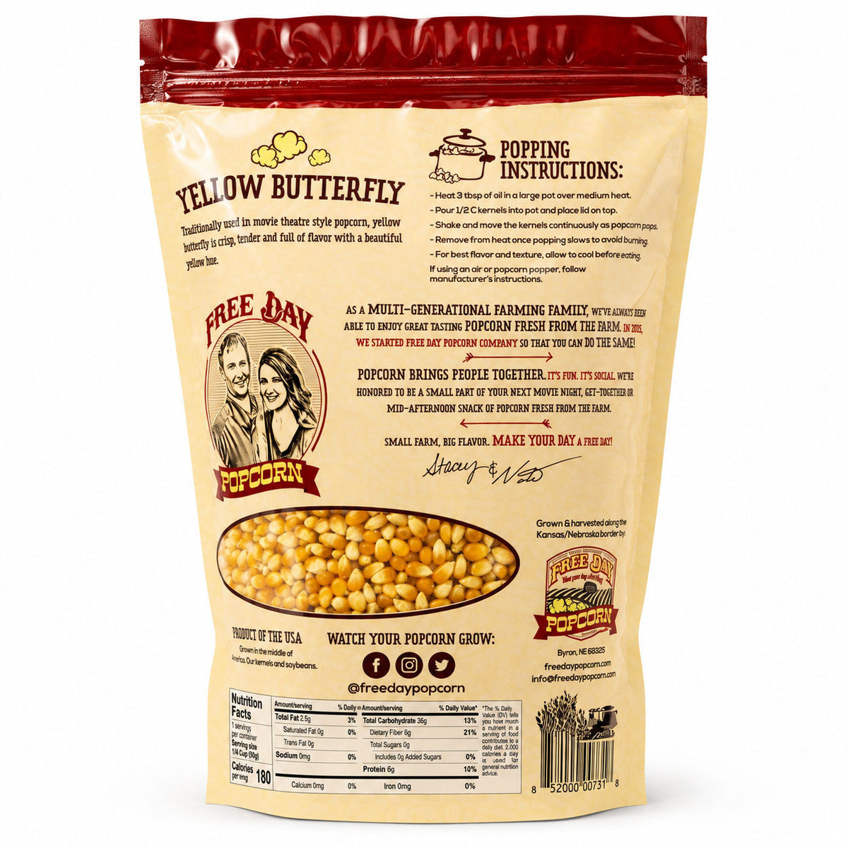 Butterfly Variety Pack | 3 lb Each | Yellow & White Butterfly Popcorn | Non-GMO | Free Day Popcorn