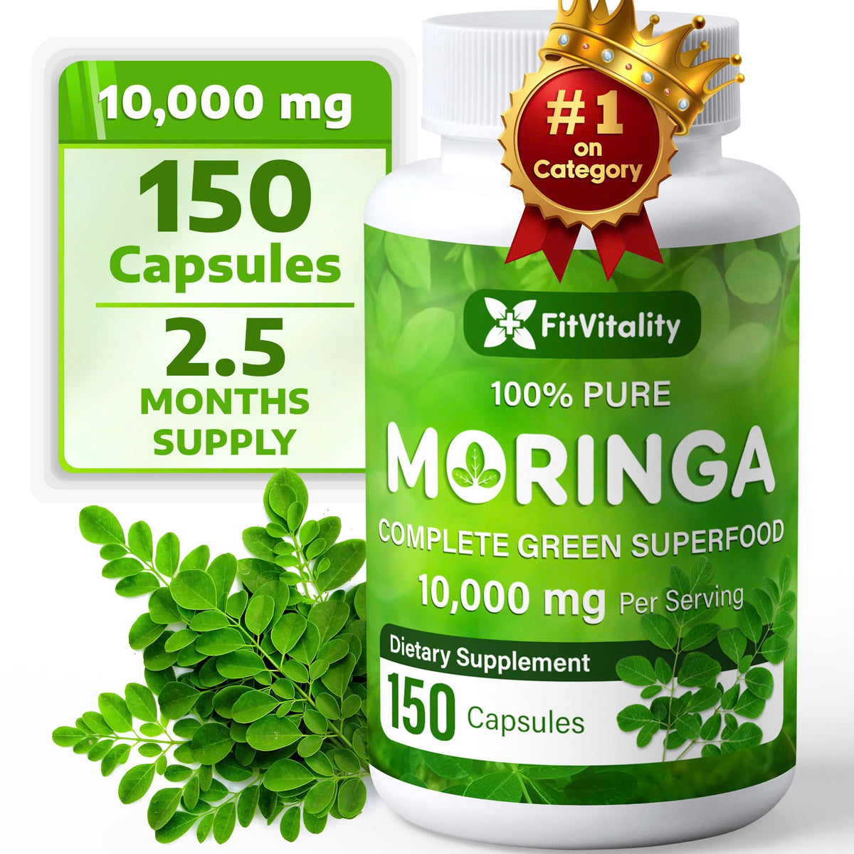 Moringa Capsules|300 Capsules|Moringa Oleifera|10,000mg